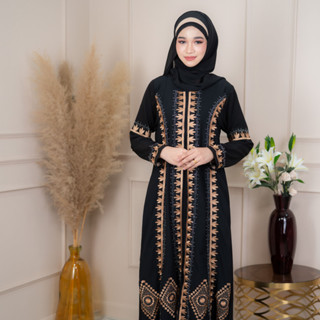 ชุดอาบาย่างานปัก สีดำเรียบหรู ผ่าหน้า สไตล์สาวดูไบ สินค้านำเ…