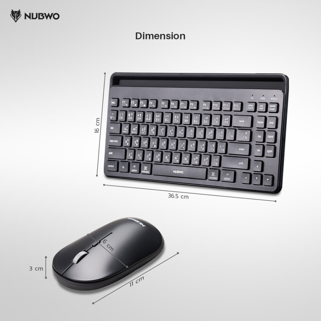 Nubwo NKM-630 Keyboard+Mouse Dual Mode Wireless/Bluetooth คีย์บอร์ดและเมาส์ไร้สาย แป้นพิมพ์ไร้สาย