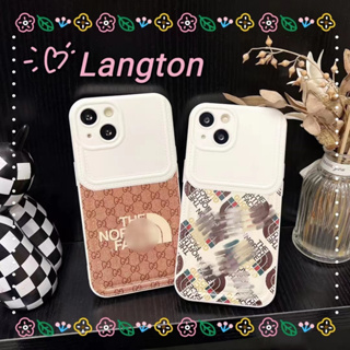 🌈Langton🌸ลวดลาย ขอบครีม ระดับสูง ลวดลาย iphone 11 14 pro max ป้องกันการหล่น case for iPhone 12 13