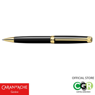 ปากกาลูกลื่น CARAN DACHE 4789 LÉMAN EBONY BLACK Gold Plated Ballpoint Pen # 4789.282