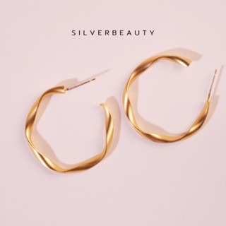 โค้ด SILV45 ลด45.-  Silver beautyต่างหูตัวซีเรียบขอบหยักE03802