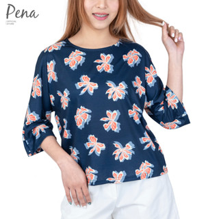 Pena house เสื้อยืดคอกลม แขนสามส่วน  ผ้าพิมพ์ลาย PSTL052303