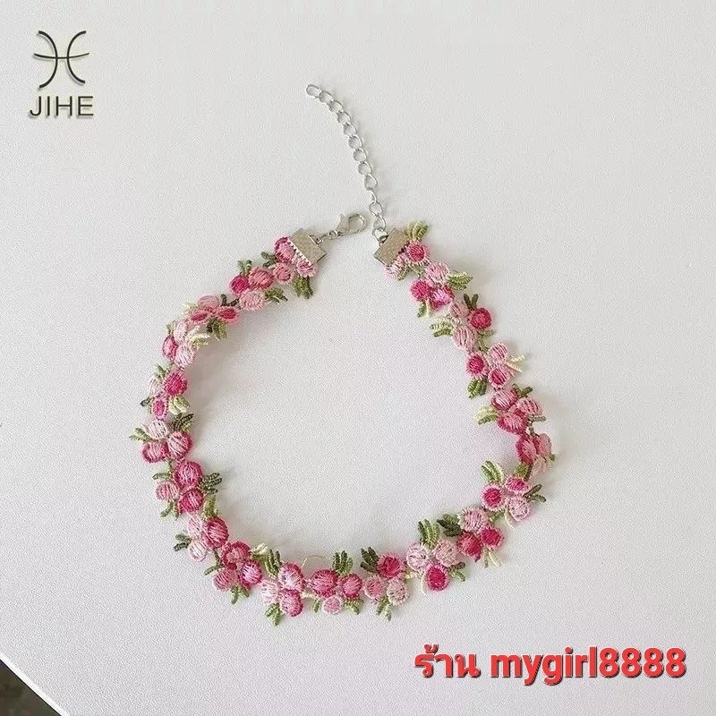 พร้อมส่ง.โชคเกอร์ปักลายดอกไม้ แฟชั่นสไตล์วินเทด เกรดพรีเมี่ยมAAA ตรงปก100%*โชปี้แจกโค้ดส่งฟรี*