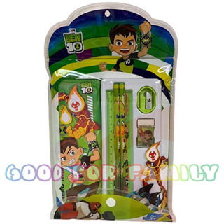 ชุดเครื่องเขียน กล่องดินสอ Ben10 สีเขียว เบนเทน เครื่องเขียน