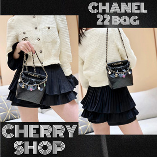 💯ชาแนล Chanel Small Bucket Bag🍒new small 22 bags🍒ชาแนลใหม่ /กระเป๋าถัง