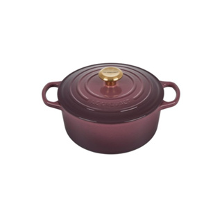 หม้อเหล็กหล่อทรงกลม สีม่วง ขนาด 24 ซม. Signature Round Casserole 24cm Fig Gold Knob