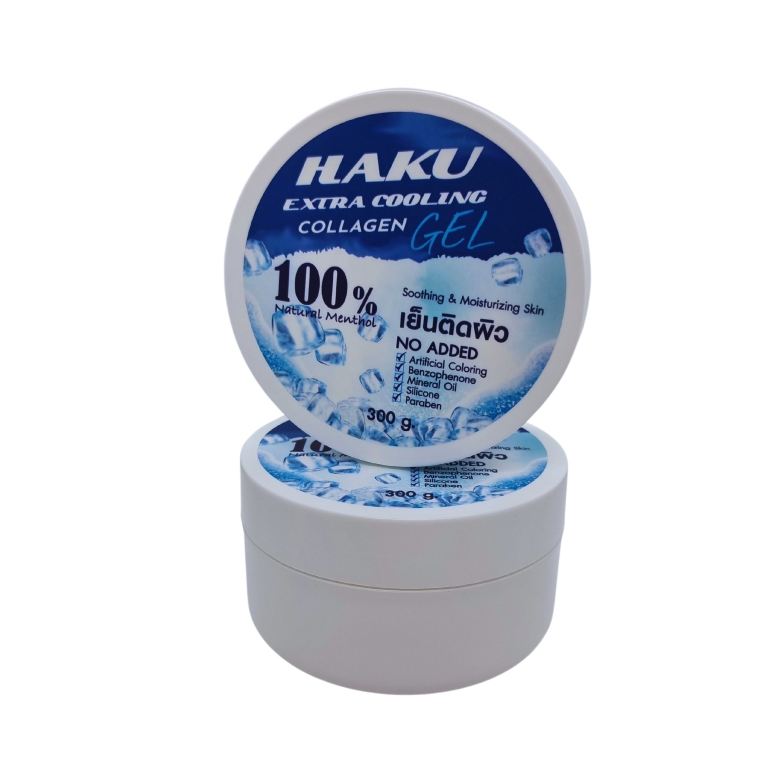 ฮากุ เจลทาผิว สูตรเย็นติดผิว ผสมคอลลาเจน บำรุงผิวให้ชุ่มชื้น เย็นสบาย ให้ผิวฉ่ำน้ำ ขนาด 300กรัม