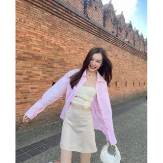 Helene Shirt - Pink💘🌷 เสื้อเชิ้ตแขนยาวทรงOver size ผ้าcottonแท้100%