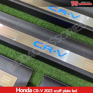 ชายบันไดมีไฟ Honda CRV 2023 ขอบดำ ไม่ต้องตัดต่อสายไฟ กันรอยบันได ชายบันได กันรอยประตู