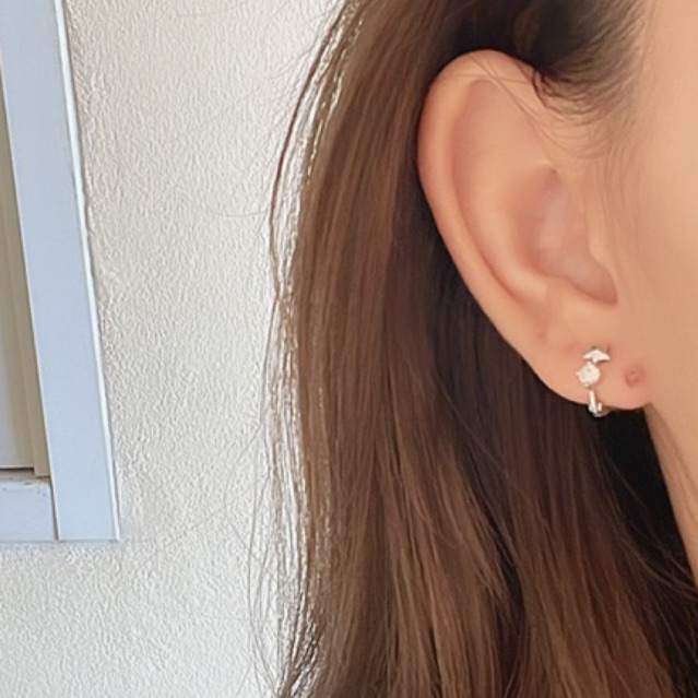 Jinjoo✨ (ราคาต่อคู่) ต่างหูห่วงดาวประดับ ปุ๊กปิ๊ก luxury สง่างาม ขนาด 8 mm. - รูปที่ 6