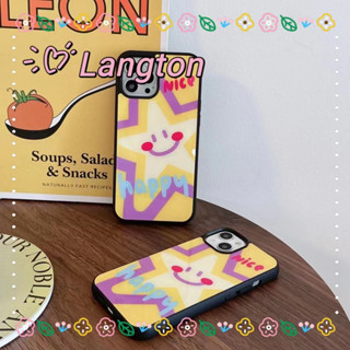 🌈Langton🌸สีเหลือง ดาว หวานสวย สี iphone 11 14 pro max ขอบดำ ป้องกันการหล่น case for iPhone 12 13