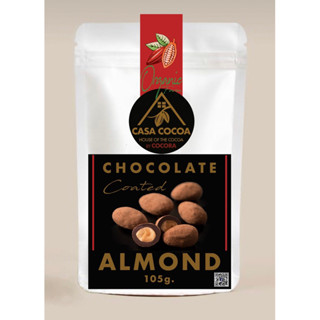 อัมอนด์เคลือบช็อกโกแลต  Almond  Coated Chocolate Dark 70% ขนาด105g.Casa Cocoa by COCORA Organic Farm