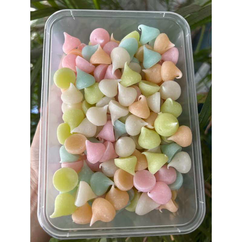 อาลัวจิ๋วกรอบกะทิสดสีพาสเทลโฮมเมทสูตรโบราณเมืองเพชรบุรีขนาด500กรัม