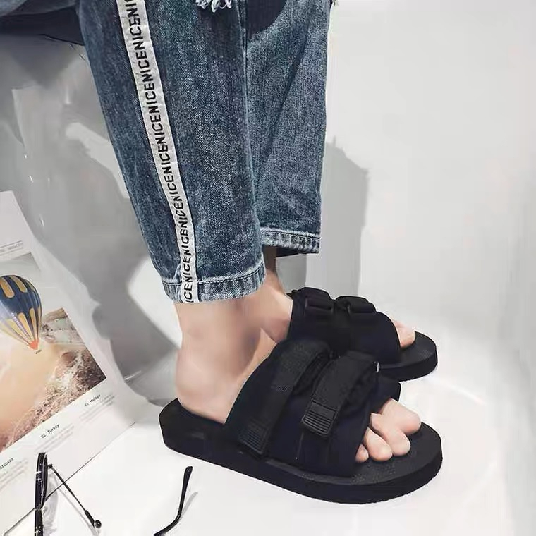 รองเท้าแตะแบบสวม มินิมอล สายคล้องคู่ ปรับได้
