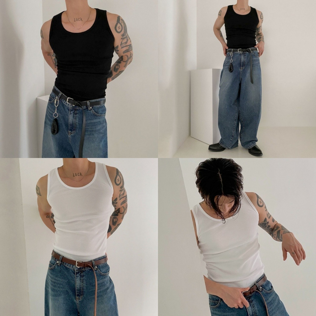 เสื้อกล้าม รัดรูป ทรงสลิมฟิต  สไตล์เกาหลี ผ้าหนาไม่บาง B44