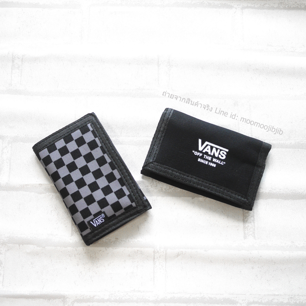 Vans Wallet3F ดำเรียบ โลโก้ขาว มีช่องใส่เหรียญ