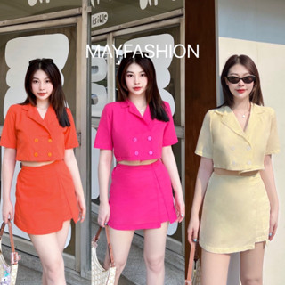 MAYFASHION  Set 2 ชิ้น ตะล๊ากก เสื้อแต่งกระดุมหน้า เพิ่มดีเทลน่ารักๆ เว้าหลังดูมีอะไร