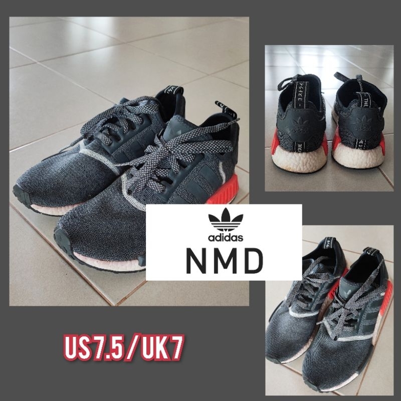 Adidas NMD รองเท้าผ้าใบสีเทามือสองของแท้100%