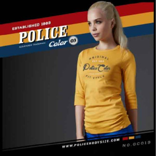 Police Bodygirl แขนสามส่วน เสื้อยืด ทรง Slim fit พอดีตัว (GC…