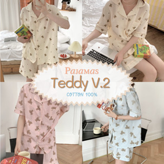 [พร้อมส่ง!] ชุดนอนสไตล์เกาหลี หมี Teddy ผ้าคอตตอน100% แขนสั้น Free-size ใส่สบาย ผ้าไม่บาง นุ่ม การันตีหลับฝันดี 😴🌟