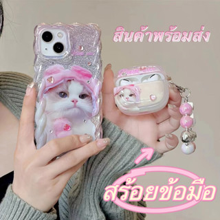 🖤ส่งจากไทยใน24ชม.🖤เคสไอโฟน 14 13 12 11 Pro Max เคส iPhone 11 แมว สติกเกอร์เพชร พกง่ายๆ การป้องกันการตก Case