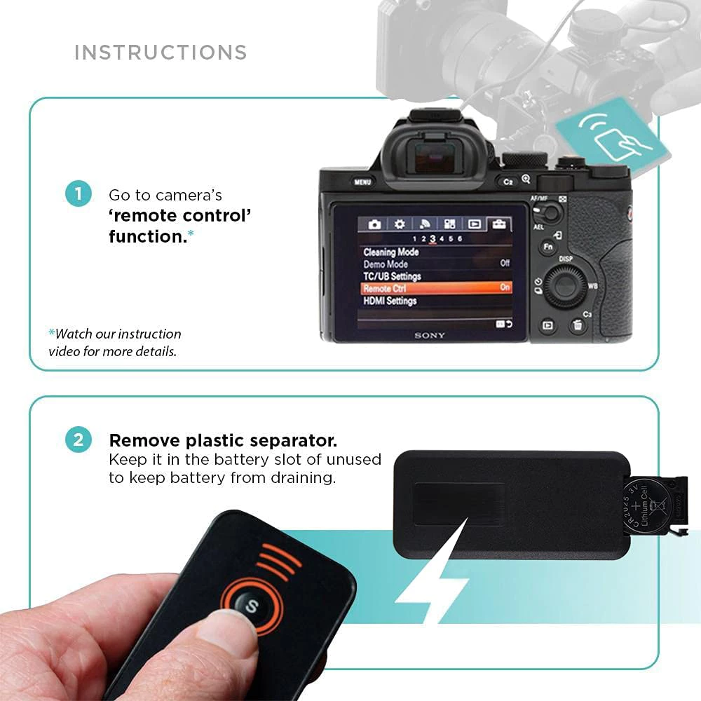 รีโมทไร้สาย IR สำหรับกล้อง Sony Alpha A7III / A7R III / A9 / A7R II / A7 thumbnail 4