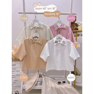 เสื้อแขนสั้นคอปกน้องหมีน่ารักๆ คลุมโทน B03