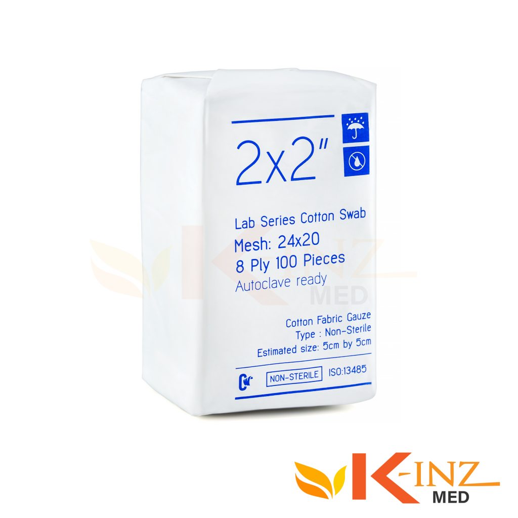 ผ้าก็อสปิดแผล ผ้าก๊อสพับแบบห่อ  MC ขนาดพับ 8 ชั้น กxย 2×2  3×3 4×4 (1 ห่อบรรจุ 100 ชิ้น)