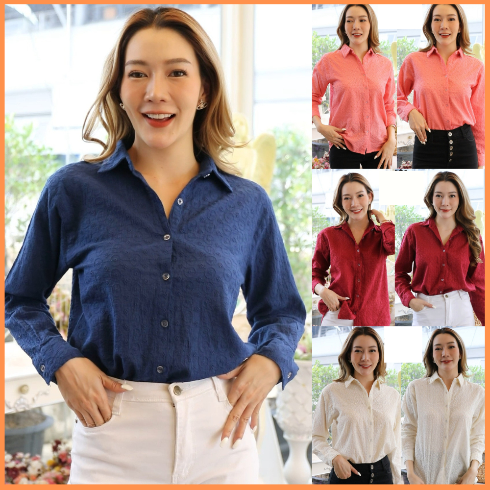 เสื้อทำงานหญิง สไตล์เกาหลี สาวอวบไซส์ใหญ่ เชิ้ตBlouse อก 38 40 42 44 46 48 M L XL