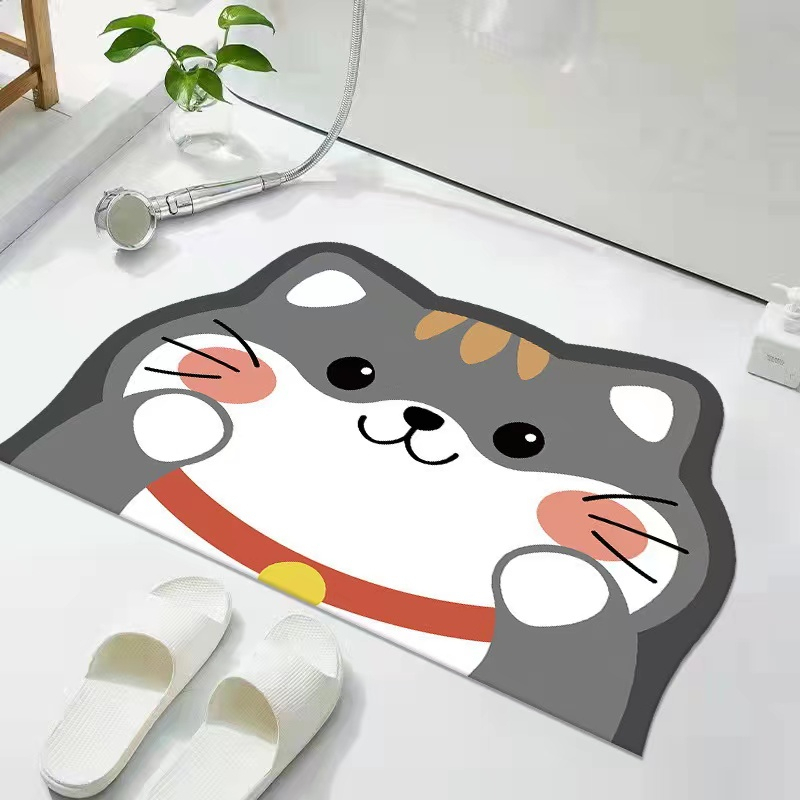 พรมเช็ดเท้า มีกันลื่น ลายการ์ตูนน่ารัก ในห้องครัวและห้องน้ำ นุ่มสบาย ขนาด 40*60cm - รูปที่ 2