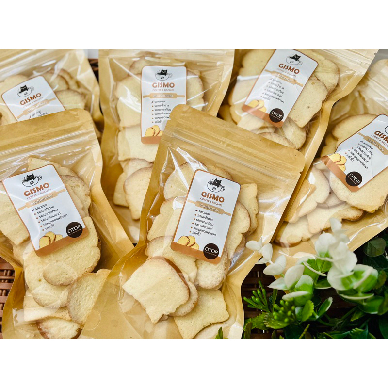ขนมปังกรอบ บาง 3.5 มิล น้ำหนัก 30g (เนยสด, เนยนม, เนยกระเทียม, โกโก้, พริกเผาหมูหยอง)