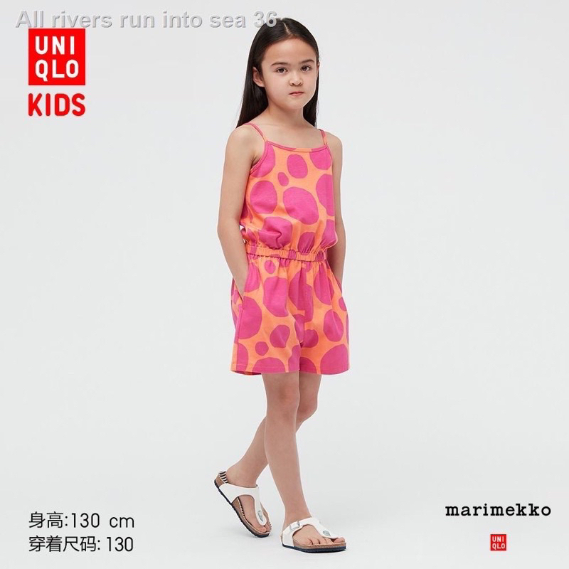 📌UNIQLO x Marimekko kids one piece jump size 150 จั๊มเด็ก จั๊มสูทเด็ก แบรนด์ยูนิโคล่ มาริเมโกะ สีส้ม