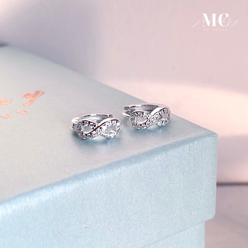 MCbrand.Jew ต่างหูห่วงเงินเเท้92.5% Infinity มีใบรับประกัน แถมฟรีจิวเวลลี่สุดหรูและผ้าเช็ดเครื่องเงิน ใส่ติดตัวได้เลย