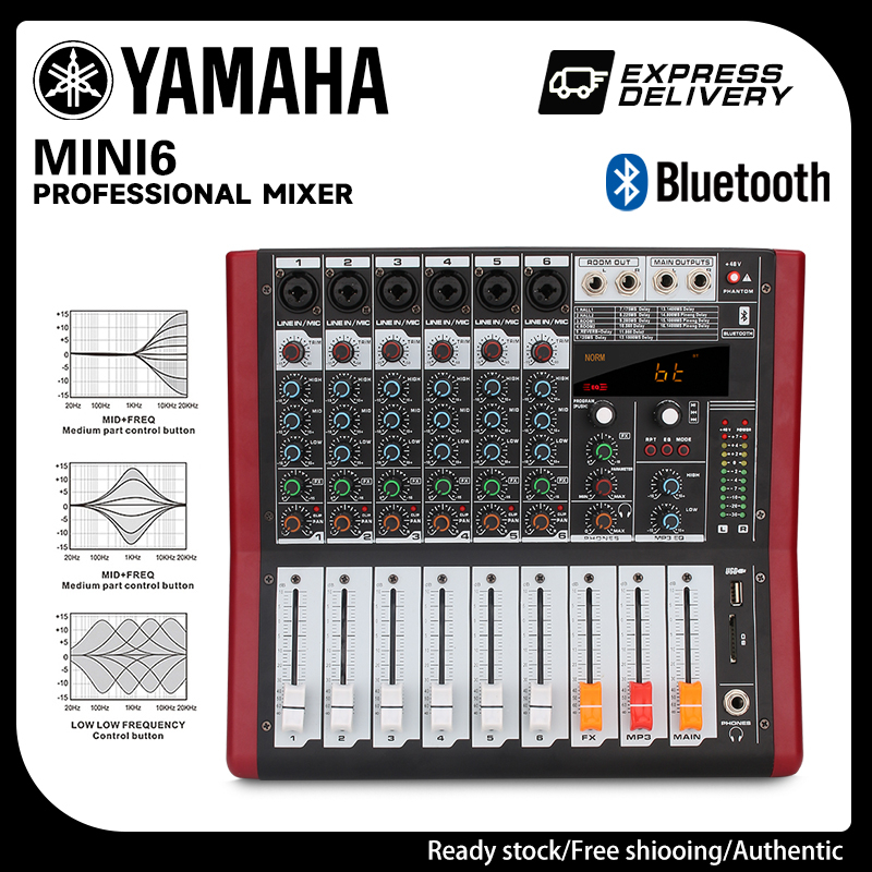 YAMAHA MINI6 6-Channel Mono Mixer Mixer with 2X450W EQ Power Amplifier Built-in 99 DSP for Studio Karaoke Stage