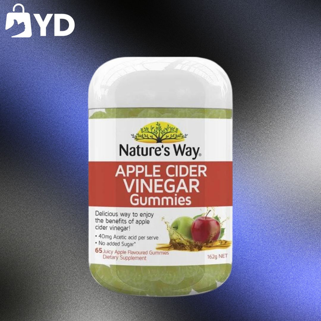 Nature's Way Apple Cider Vinegar Gummies 65 เม็ด กัมมี่ทานง่าย ช่วยการเผาผลาญไขมัน [สารออกฤทธิ์เข้มกว่า 180mg of Acetic]