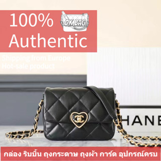 23S👜ชาแนล CHANEL Lambskin chain bag สุภาพสตรี กระเป๋าสะพายไหล่