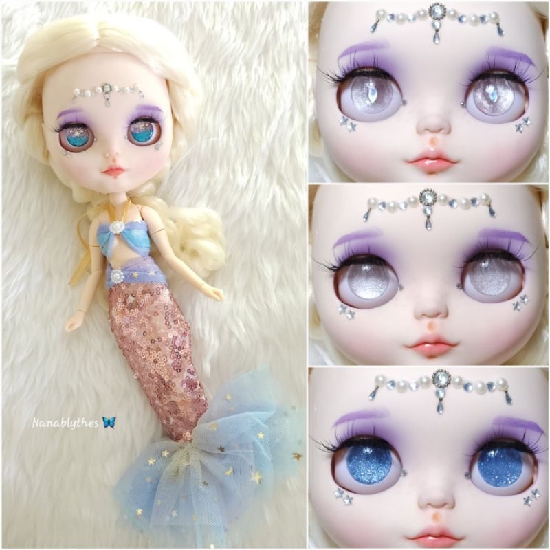พร้อมส่ง💕อายชิพบลายธ์ set mermaid นางเงือก, elf  เอลฟ์ ไซส์14 mm.  กลิตเตอร์อบเรซิ่น แถมกาวติดอายชิพ