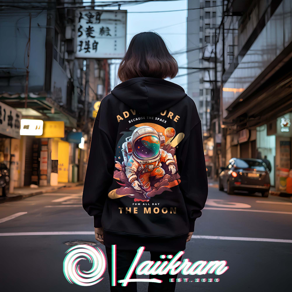 (LH_34)(งานแท้)เสื้อกันหนาวมีฮู้ด งานซิปเหล็ก Space สกรีนเต็มด้านหลัง