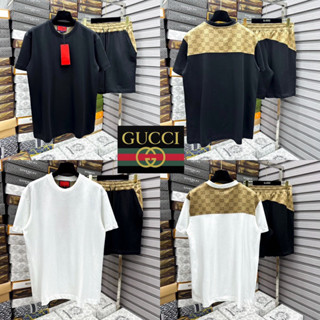 ชุดเซท Gucci 🖤🤍 เสื้อยืด + กางเกงขาสั้น 🩳 Hiend 1:1 cotton 💯