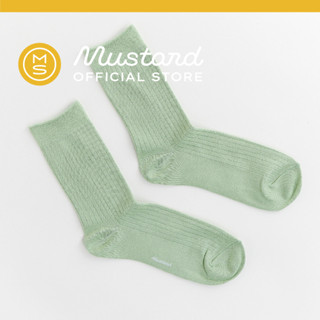 Premium Ribbed Crew Socks - Pistachio ถุงเท้า