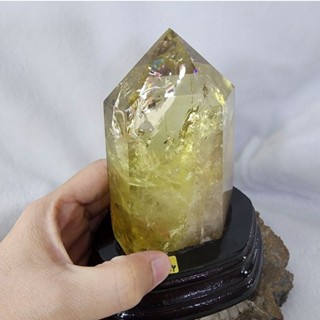 แท่งหินซินริน ผลึกหินซิตริน ซิทริน(Citrine)มี Rainbow ประกายรุ้ง สูง 16 ซม.หน้ากว้าง 9 ซม.หนา 6.5 ซม.น้ำหนัก 828.4 g.