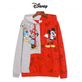 เสื้อวอร์ม เสื้อฮู้ด DISNEY สีเทา ❤️เสื้อฮู้ดวอร์ม สีทูโทน แดง-เทา 🖤เสื้อแขนยาว ลาย MICKEY &amp;Minnie mouse (TS144）