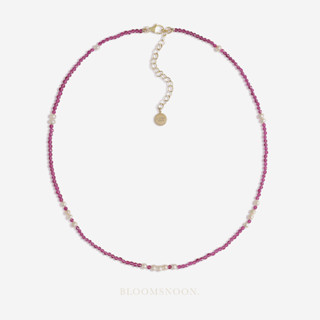 Bloomsnoon, Cranberry necklace สร้อยหินสลับมุก (18k gold plated)