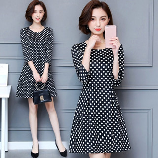 CS5221 Dress เดรสลายจุด Dress polka dot dress