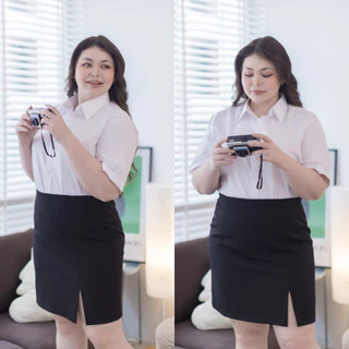 กระโปรงทรงเอ ผ่าหน้า ไซต์ใหญ่ สาวพลัสไซต์ เอว 30-45 ความยาว 16-20“ ผ้าฮานาโกะ