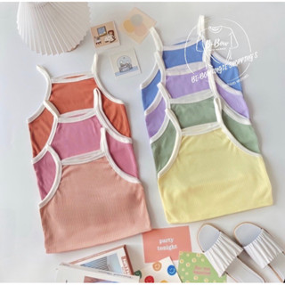 🟪ʙᴇ ʙᴏᴡ ᴀɴɢʟᴇ sʜᴏᴘ 🟪Two Tone Crop Top เสื้อครอปสายเดี่ยว สีทูโทนพาสเทล