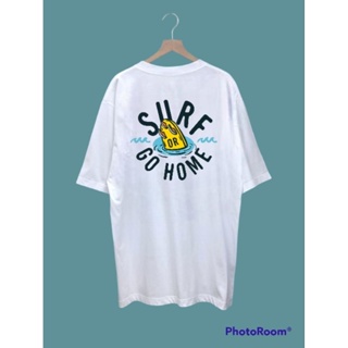 Happier than ever/เสื้อยืดโอเวอร์ไซส์สกรีนลายsurf.or.go.home/สีขาว