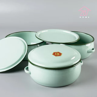 ปิ่นโต ปิ่นโตทรงโอ่ง ปิ่นโตเคลือบ ทรงบุษบา 14cm x 4ชั้น ตรานกเพนกวิน