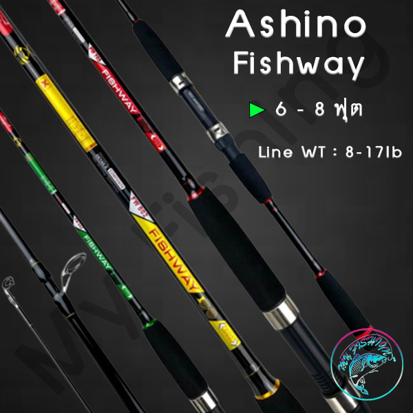 คันเบ็ด Ashino Fishway 6 , 7 ฟุต 2 ท่อน Line wt. 8-17 lb คันสปิน คันหน้าดิน คันเบ็ดตกปลา