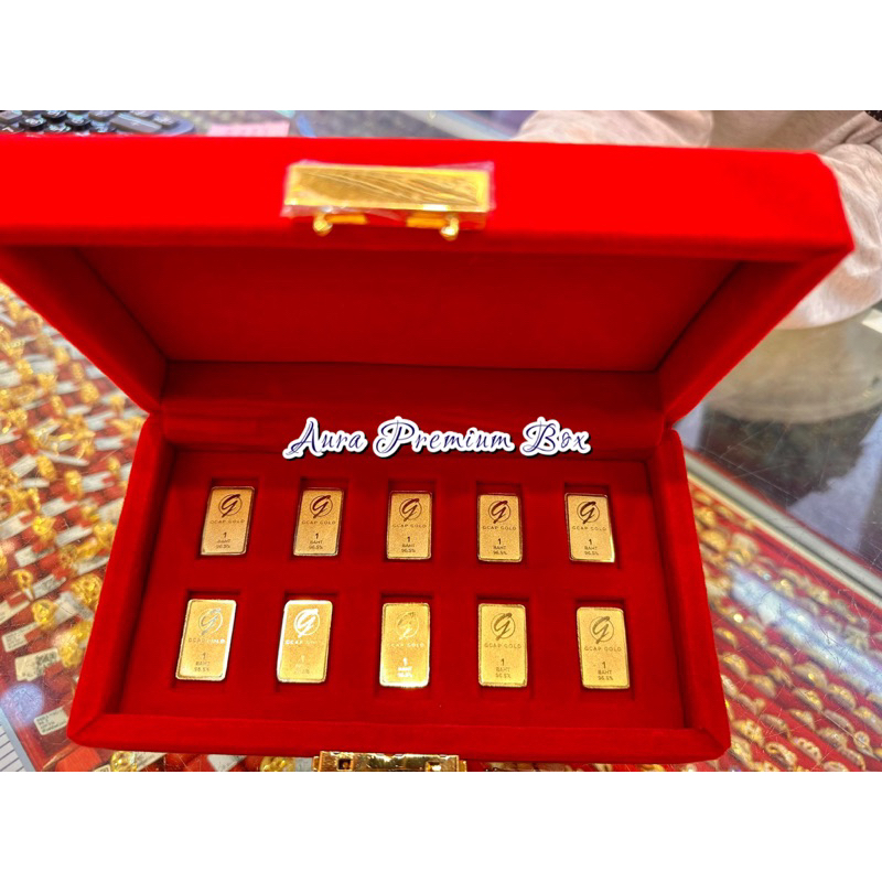 กล่องใส่ทองคำแท่ง 1 บาท ❗️ช่อง 1.7 x3 cm .❗️กล่องไม้หุ้มกำมะหยี่ขนนุ่ม‼️ พรีเมี่ยม มีกุญแจล็อค